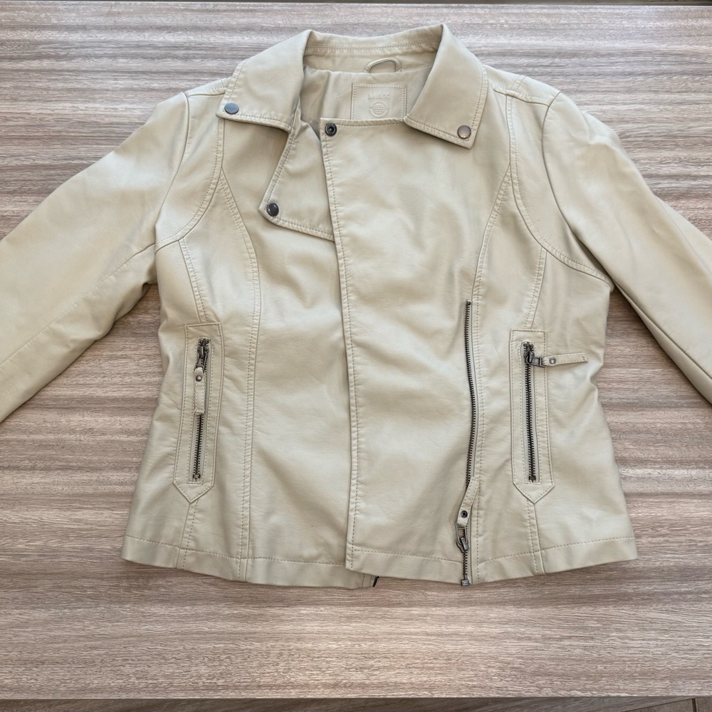 Women's Cream faux leather Jacket